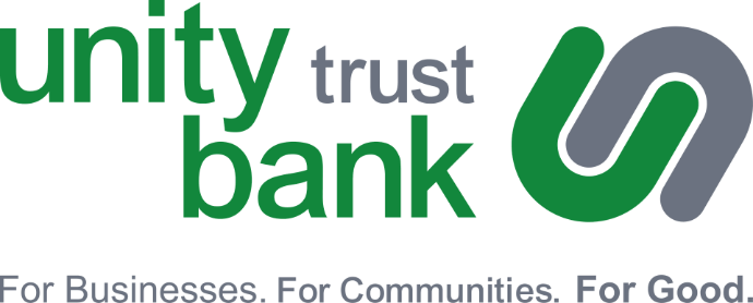 Logo of Unity Trust Bank with the tagline "For Businesses. For Communities. For Good." in green and gray colors.